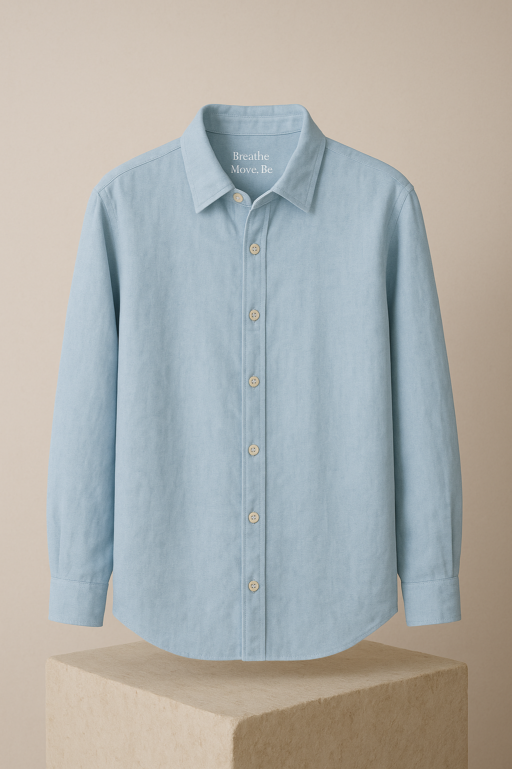 The Stillness Shirt — Linen in Light Blue
